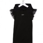فستان بناتي أسود بقبعه دكني Dkny