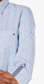 ⁦قميص نسائي تومي هيلفيغر (Tommy Hilfiger) سماوي مخطط اصلي⁩ - الصورة ⁦3⁩