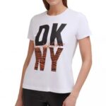 تيشرت نسائي قطن أبيض دكني  Dkny