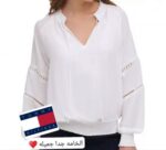 قميص نسائي تومي هيلفيغر (Tommy Hilfiger) ابيض جرجيت اصلي