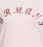 ⁦تيشرت مشمشي مزين باللون الذهبي بشعار الماركه- Armani⁩ - الصورة ⁦3⁩