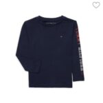 تيشرت ولادي كم طويل تومي هيلفيغر (Tommy Hilfiger) كحلي قطن اصلي
