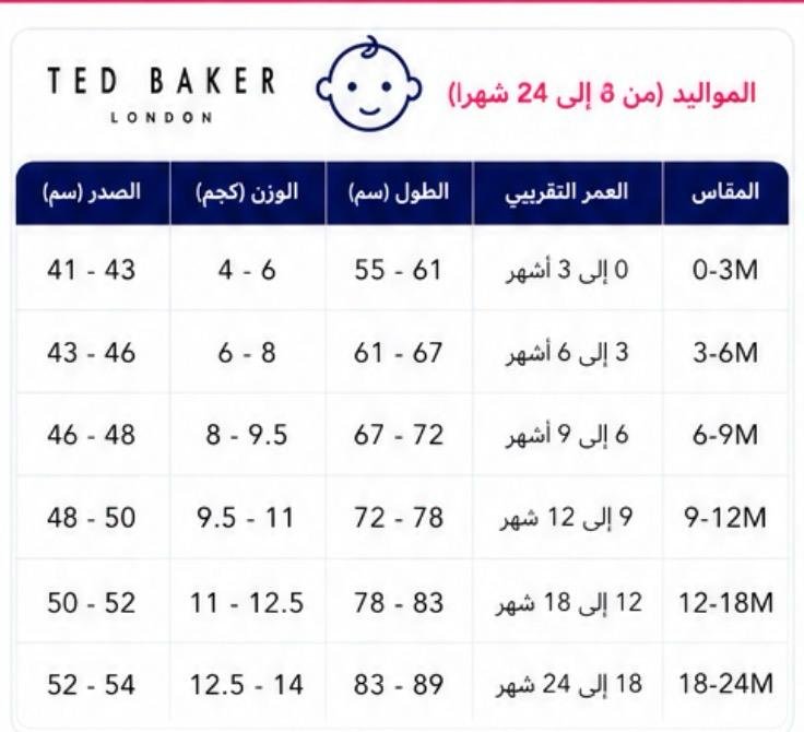 دليل المقاسات